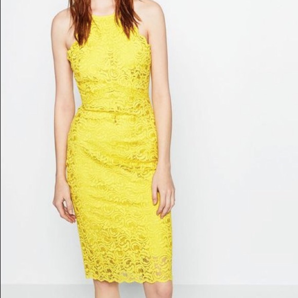 Zara Yellow Lace Halter Midi Dress – Blogger Favorite!